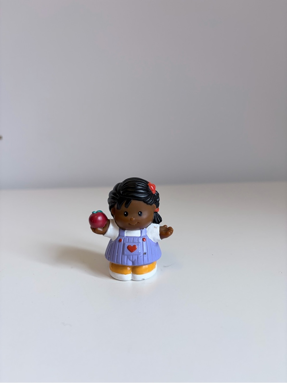 Fisher Price Little People Purple Dress Schoolgirl Figurine Toy with Apple
